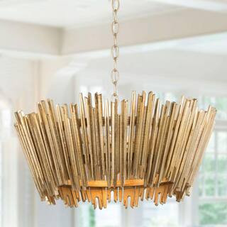 Uolfin Modern Antique Gold Drum Island Chandelier Light, 3-Light Farmhouse Chandelier Pendant Lig... | The Home Depot