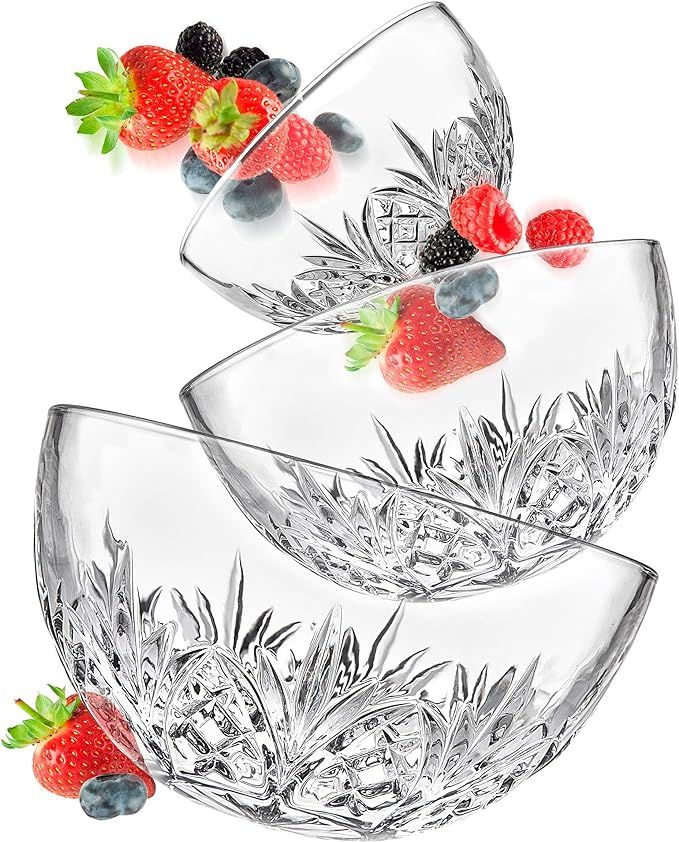 Godinger Glass Nesting Bowls Set, Dish Bowl Set - Dublin Collection, Set of 3 | Amazon (US)
