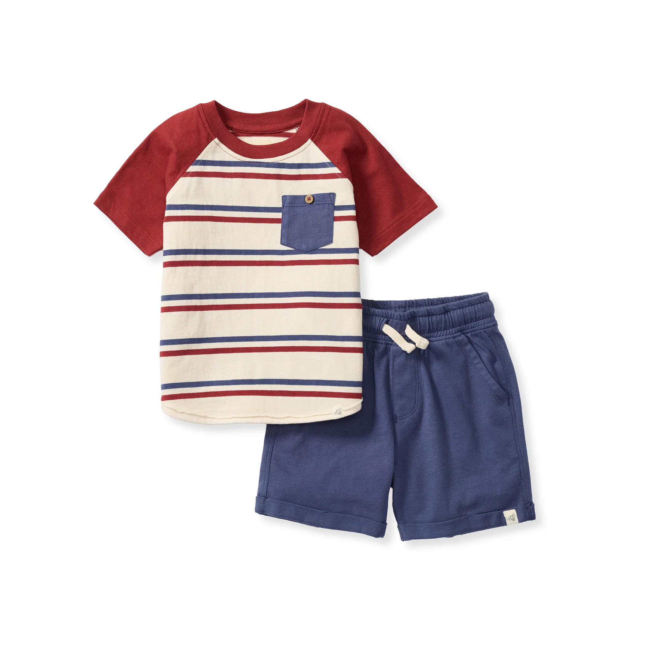 USA Stripe Boy Tee & Shorts Set | Burts Bees Baby