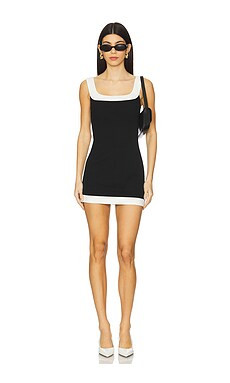 MORE TO COME Yara Mini Dress in Black & White from Revolve.com | Revolve Clothing (Global)