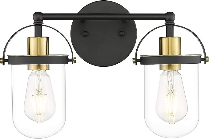 DSMJFU Bathroom Vanity Light Fixtures Over Mirror UL Listed Black and Gold Metal Transparent Glas... | Amazon (US)