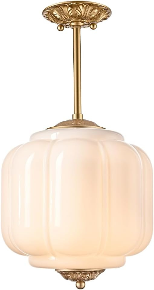 Vintage Milk Glass Ceiling Light Fixture, Antique White 9.8" | Amazon (US)