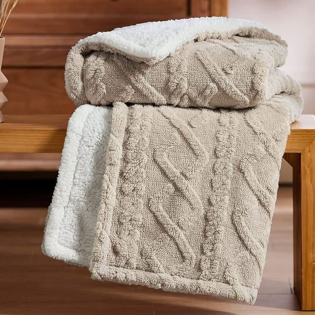 Bedsure Sherpa Throw Blanket Beige - Fuzzy Soft Cozy Blanket for Bed, Fleece Thick Warm Blanket, ... | Walmart (US)