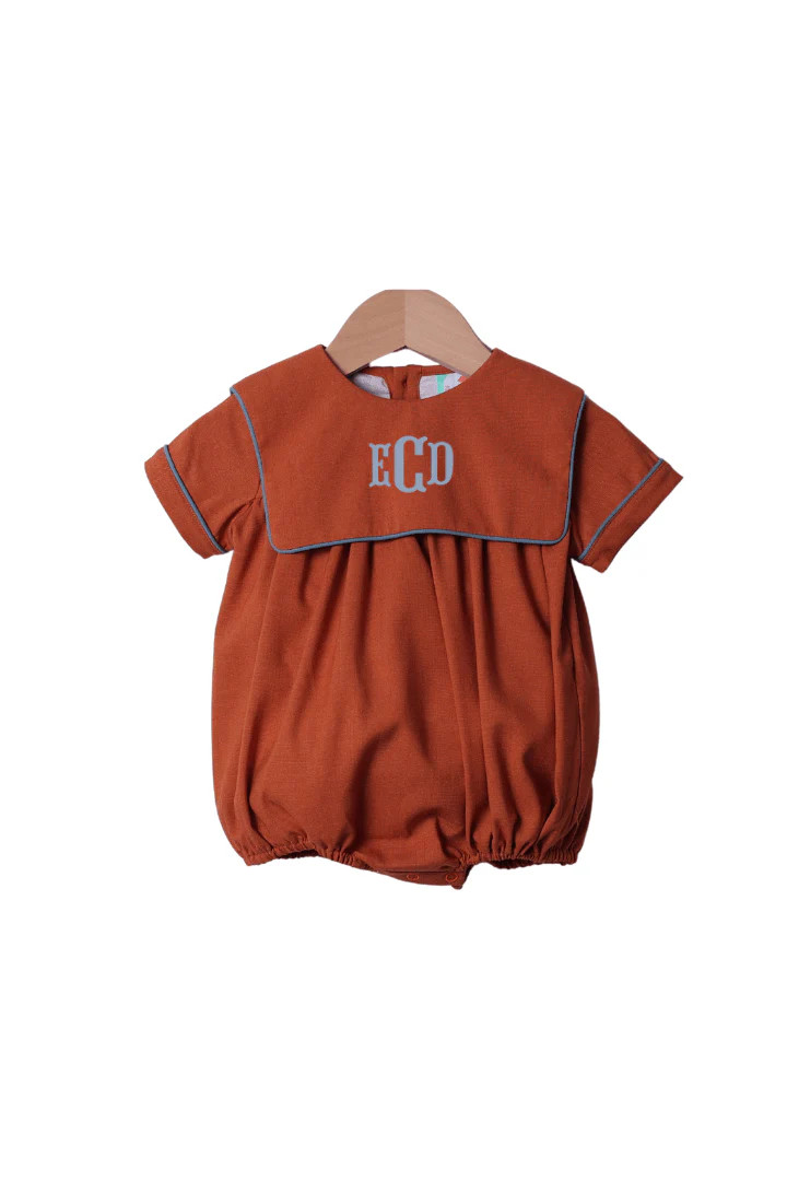 Rust Linen Bib Bubble | The Smocked Flamingo