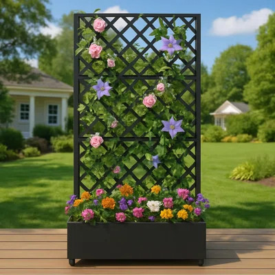 Rolling Raised Garden Bed with Diamond Trellis – Mobile 72" Metal Planter Box with Locking Wheels for Climbing Plants, Patio, Balcony & Small Spaces | Wayfair North America