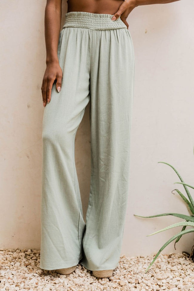 Stolen Kiss Sage Beach Pants | The Pink Lily Boutique