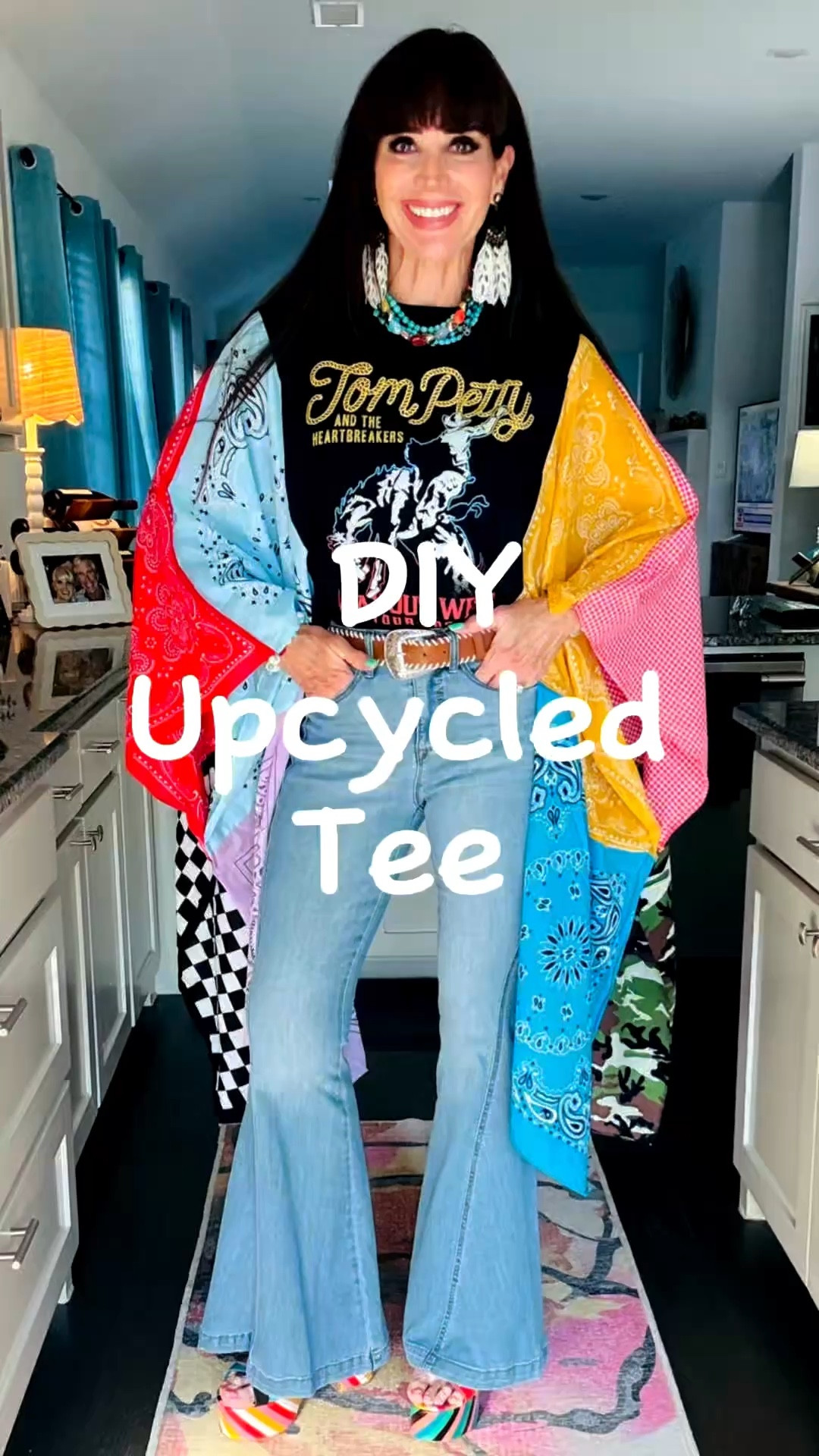 Last year I got a few of these tees on TTS and then after seeing @STEPHANIE ✨ style ✨ fitness mentioning she made hers I had the inspiration to try to do one!  I hadn’t sewn in about 15 years or so (and was self taught back then!) so I was pleasantly surprised it all came back to me!! I loooove how it turned out and can’t wait to make more!  Total cost was under $20! #diyproject #sewingdiy #upcycledfashion #upcycledclothing 

#LTKvlog #LTKOver40 #LTKdayinmylife