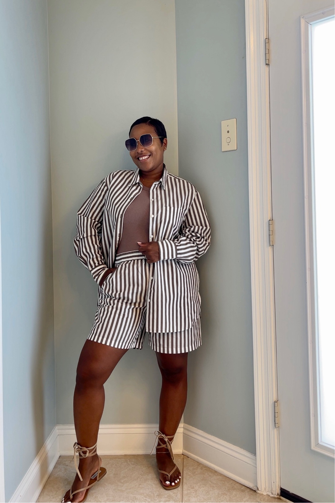 Matching striped set
Ribbed tank top
Tie up leather sandals

#vacationoutfit
#traveloutfit
#matchingset
#summercasualoutfit

#LTKSeasonal