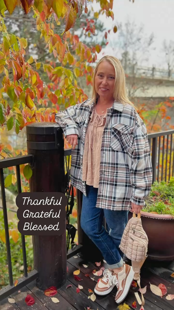 Happy Thanksgiving!!!
Love this elevated casual look from our recent day date! 
Soft, gauze, 3/4 sleeve Boho top is adorable and comes in several colors. 
Black, brown, and cream shacket goes with so many outfits!
Super comfy platform sneakers that get compliments Every Single Time!
Wit & Wisdom (Nordstrom brand) lightly distressed straight cuffed jeans. 
Puff Target slingbag. 
Hayes and Hudson bracelets 

#LTKSeasonal #LTKWatchNow #LTKOver40