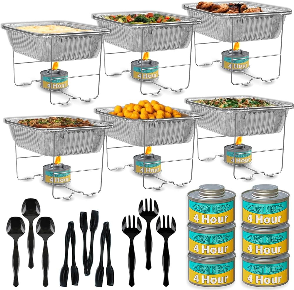 Chafing Dish Buffet Set, Half Size, Disposable Catering Supplies -6 Pack- Food Warmers for Partie... | Amazon (US)