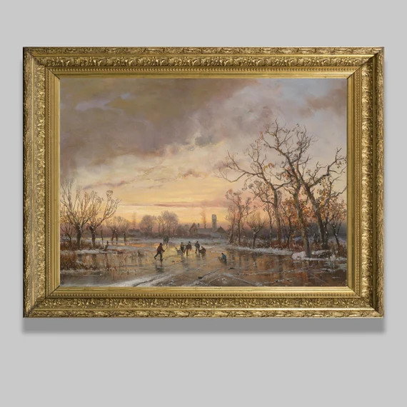 Vintage Hand Oil Painting Fond Memories of Childhood Ice - Etsy | Etsy (US)