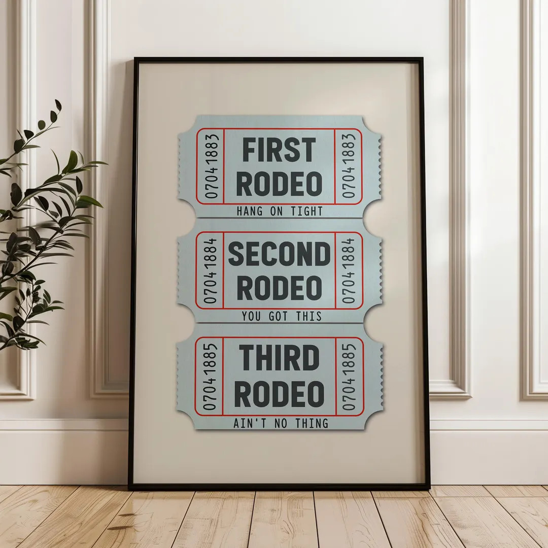 First Rodeo Ticket Stub Wall Art Print Trendy Dorm Fun Decor Western Boho Art Poster Blue - Etsy | Etsy (Global)