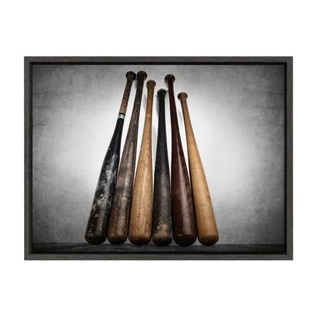 Six Vintage Baseball Bats Framed On Canvas by Shawn St.Peter Print | Wayfair North America