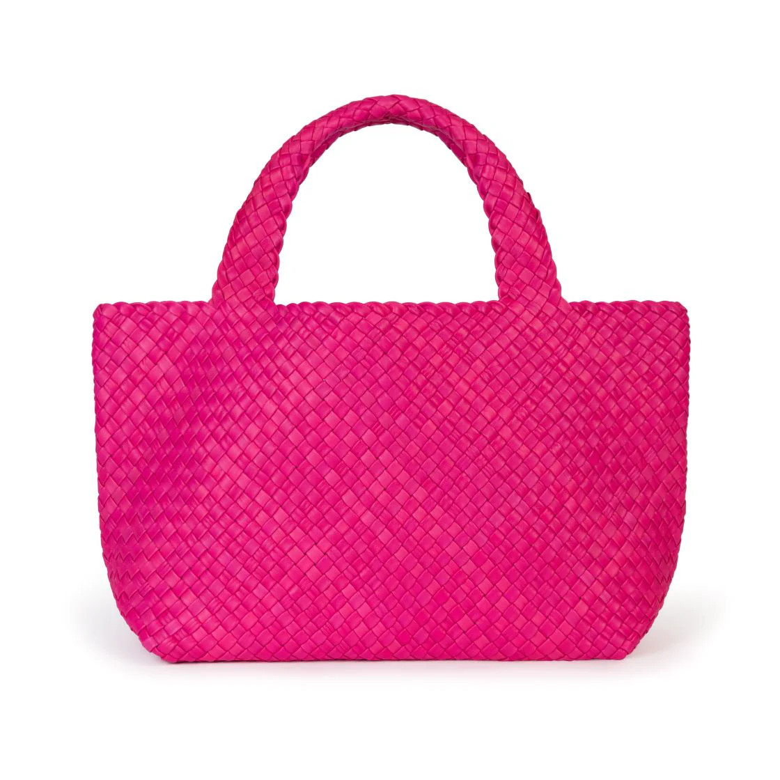 Lusso: Hot Pink Woven Leather Handbag from Air & Grace | Air & Grace