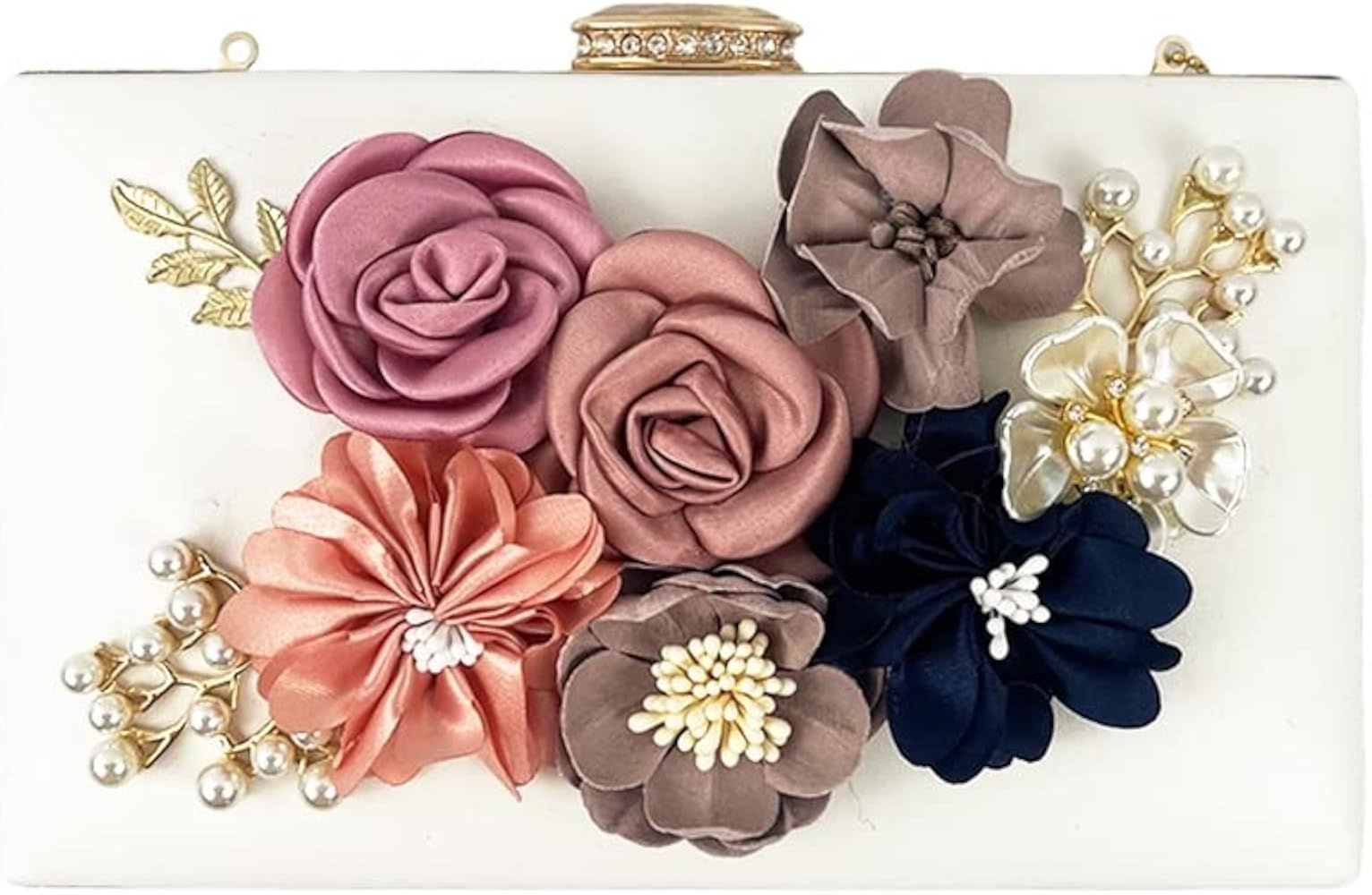 shiiriin | Women’s 3D Floral Clutch Purse Hand Bag | Handmade with Pearl | Bridal Wedding Dayti... | Amazon (US)