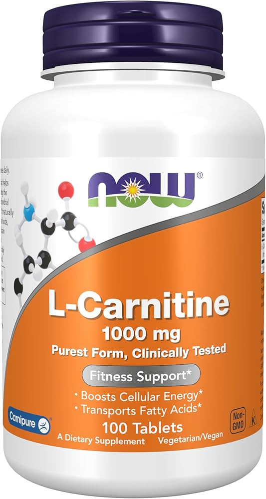 NOW Foods Supplements, L-Carnitine 1,000 mg, Purest Form, Amino Acid, Fitness Support*, 100 Table... | Amazon (US)