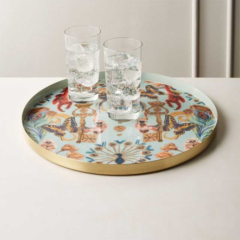 Regal Monkeys Round Serving Tray + Reviews | CB2 | CB2
