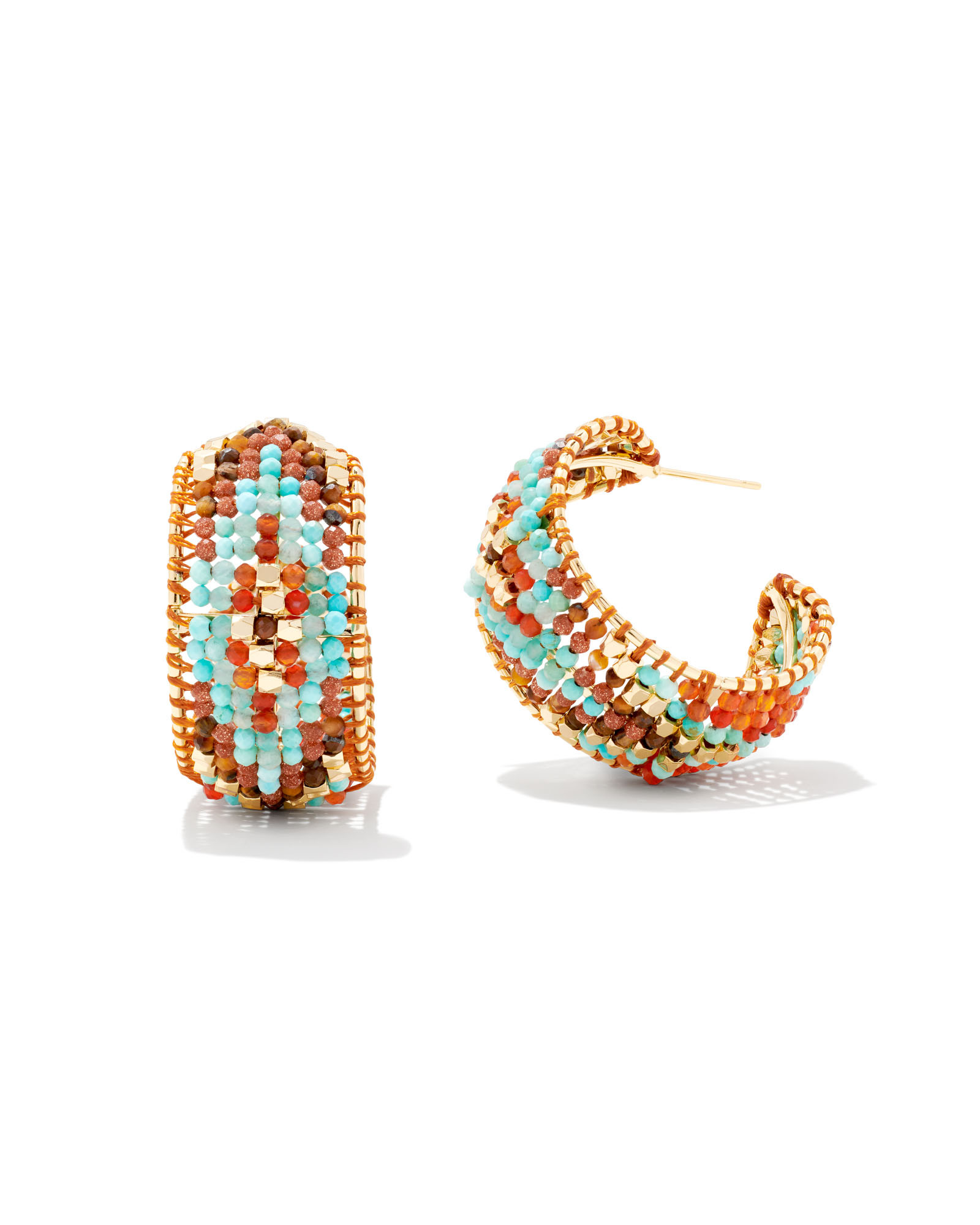 Britt Gold Hoop Earrings in Red Mix | Kendra Scott