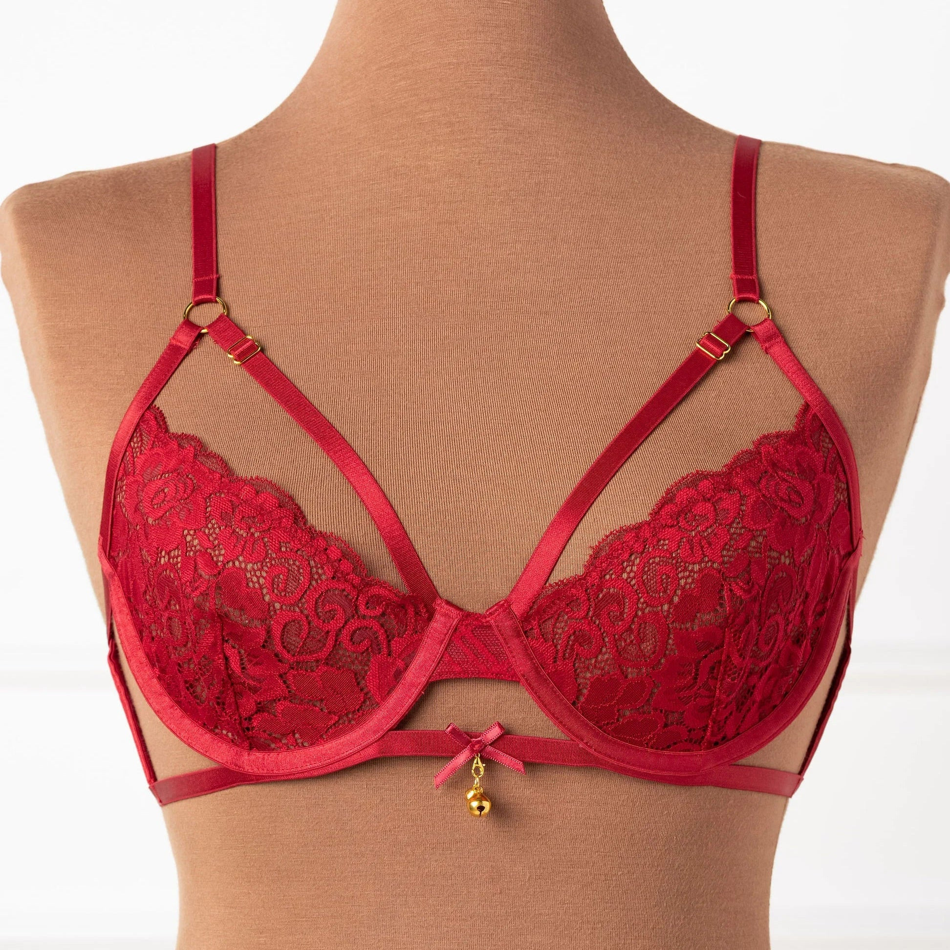 Lacy Underwire Charm Bralette - Red | Mentionables
