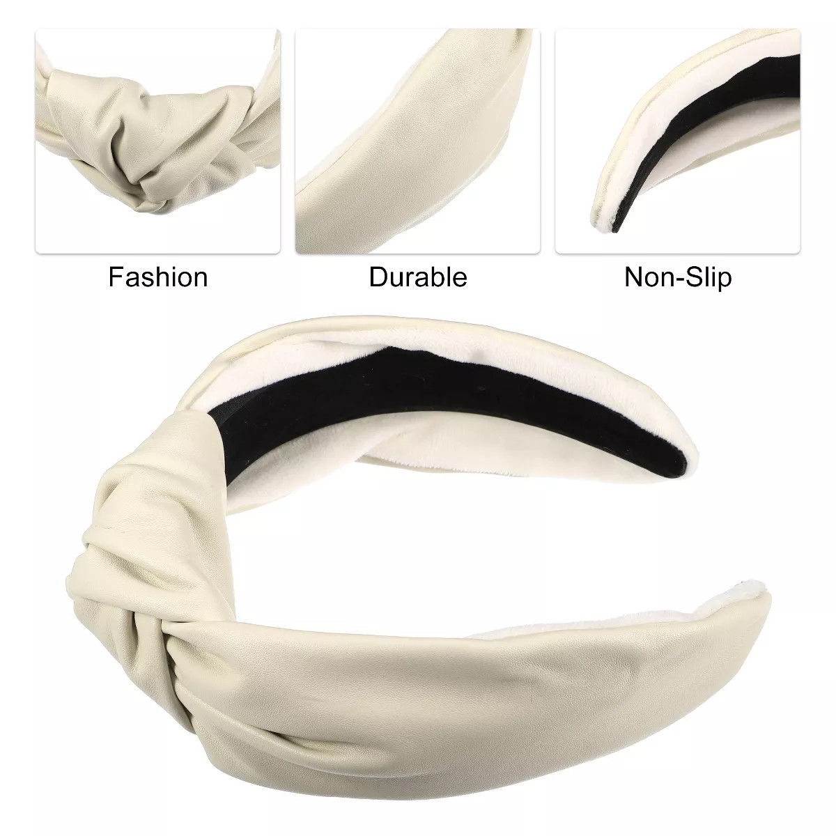 Unique Bargains Cross Knotted PU Leather Non-slip Fashion Wide Headband 1 Pc | Target