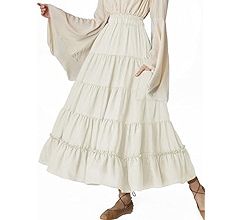 Scarlet Darkness Maxi Long Skirt for Women Summer Boho Flowy Renaissance Skirts | Amazon (US)