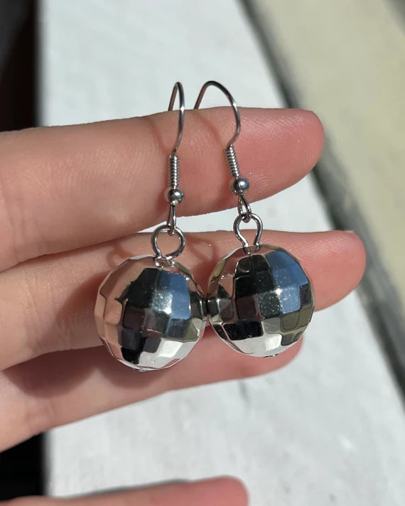 Disco ball dangle earrings | Etsy (US)