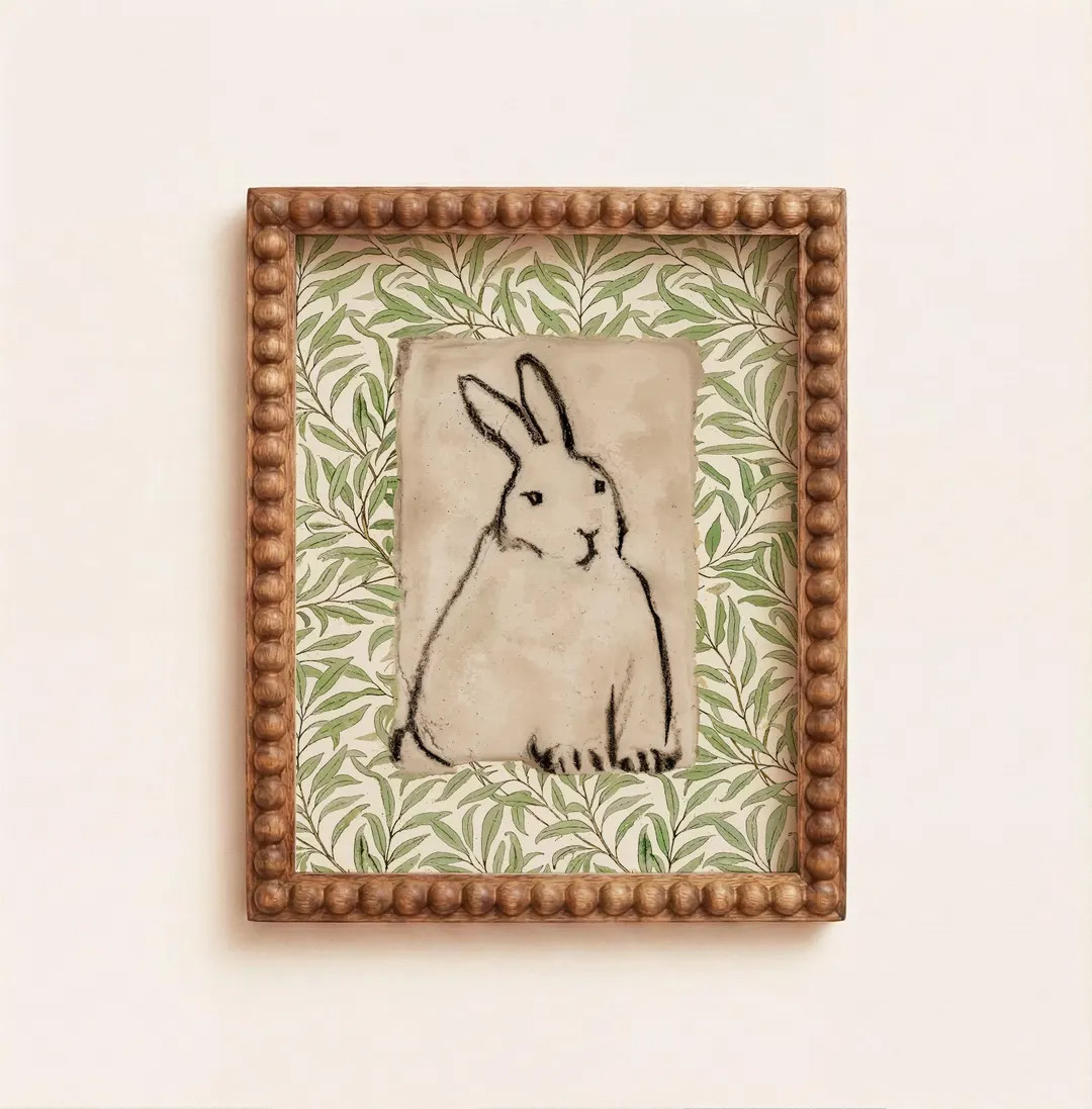 Easter Rabbit Printable Wall Art, Spring Bunny Digital Print, Cottagecore Nursery Downloadable Ar... | Etsy (US)