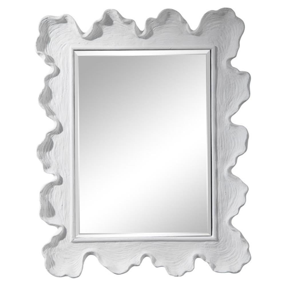 MAKLAINE Glass & Resin Mirror with Organic Shaped Frame in Matte White | Amazon (US)