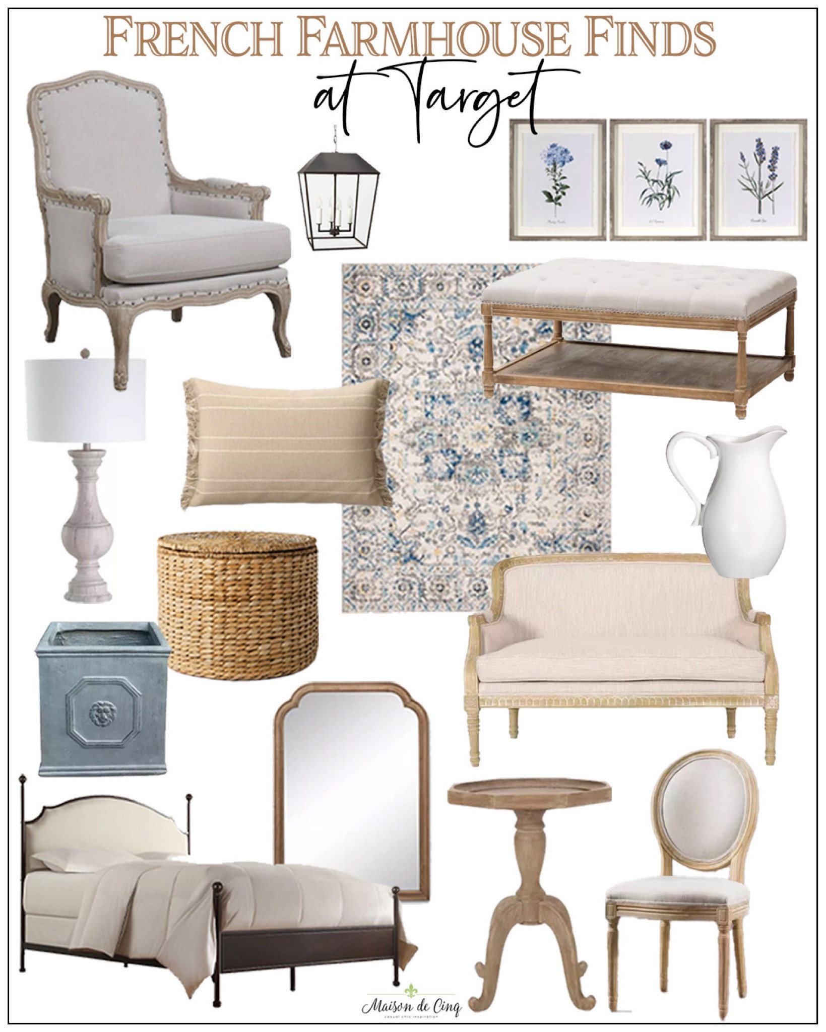 French farmhouse finds at TARGET!! 
#homedecor #coffeetable #diningtable #mirror #arearug 

#LTKhome #LTKunder50 #LTKFind