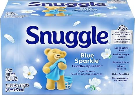 Snuggle Fabric Softener Dryer Sheets, Blue Sparkle Cuddle-Up Fresh, 230 Ct, Long-Lasting Fresh & ... | Amazon (US)