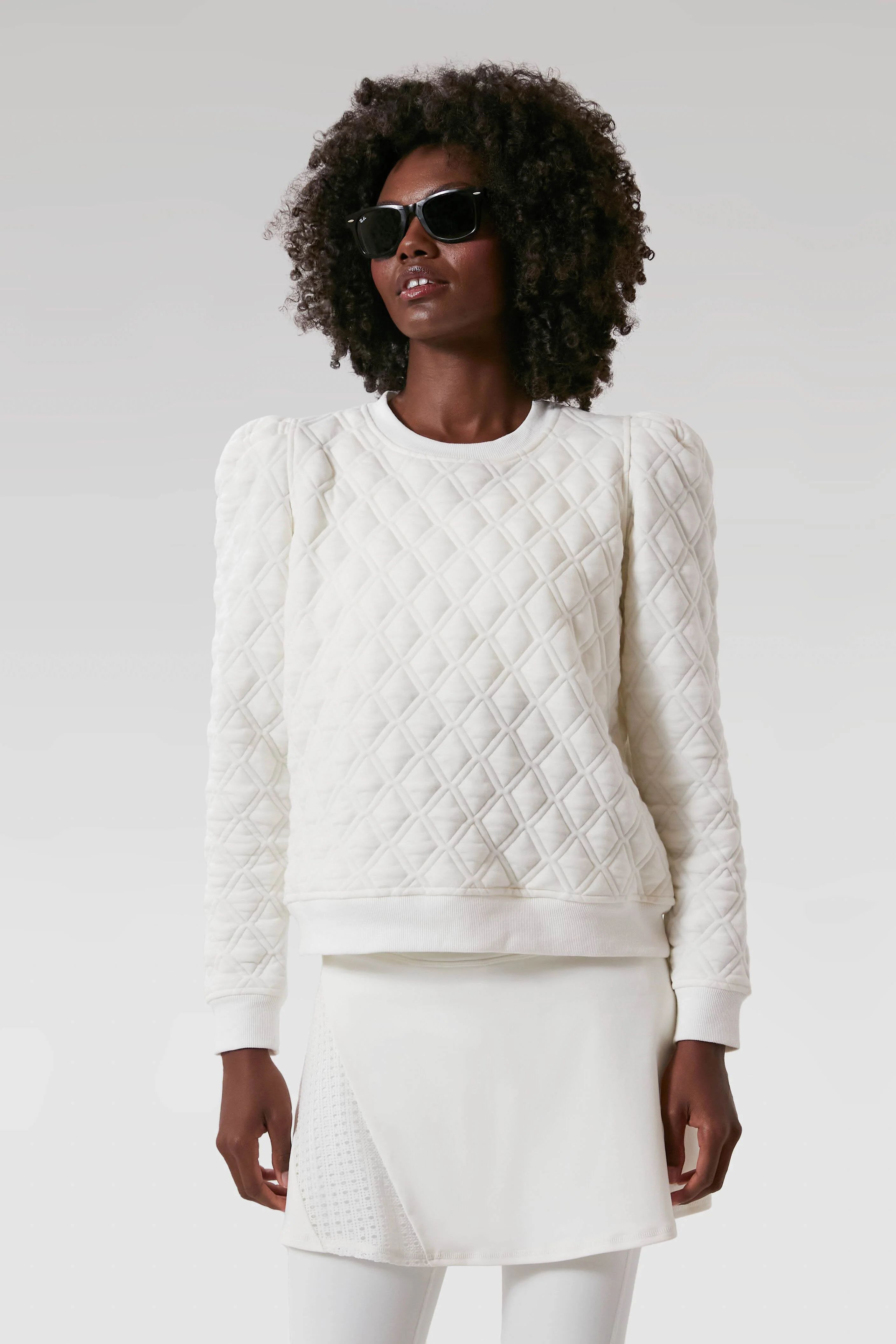 White Puff Sleeve Quilted Pullover | Tuckernuck (US)