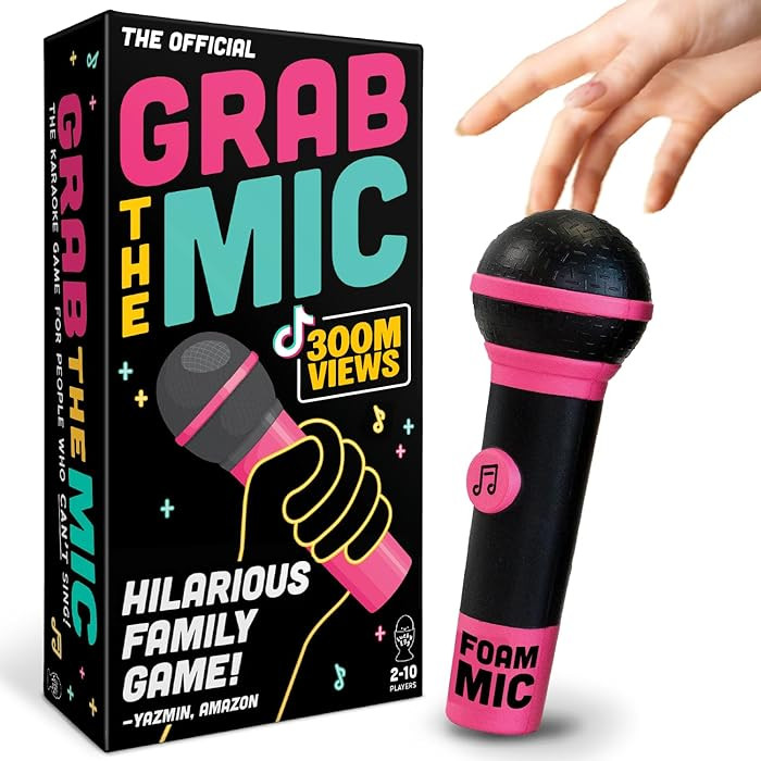 Lucky Egg Official Grab The Mic – Family Karaoke Board Game w/Foam Mic, 8+ Ages, 2-10 Players -... | Amazon (US)