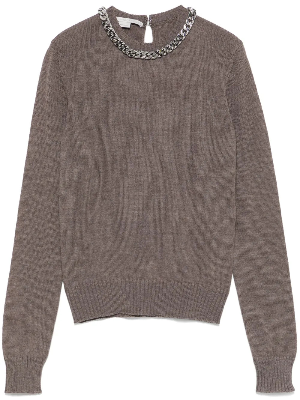 Stella McCartney Falabella-chain fine-knit Sweater | Brown | FARFETCH | Farfetch Global