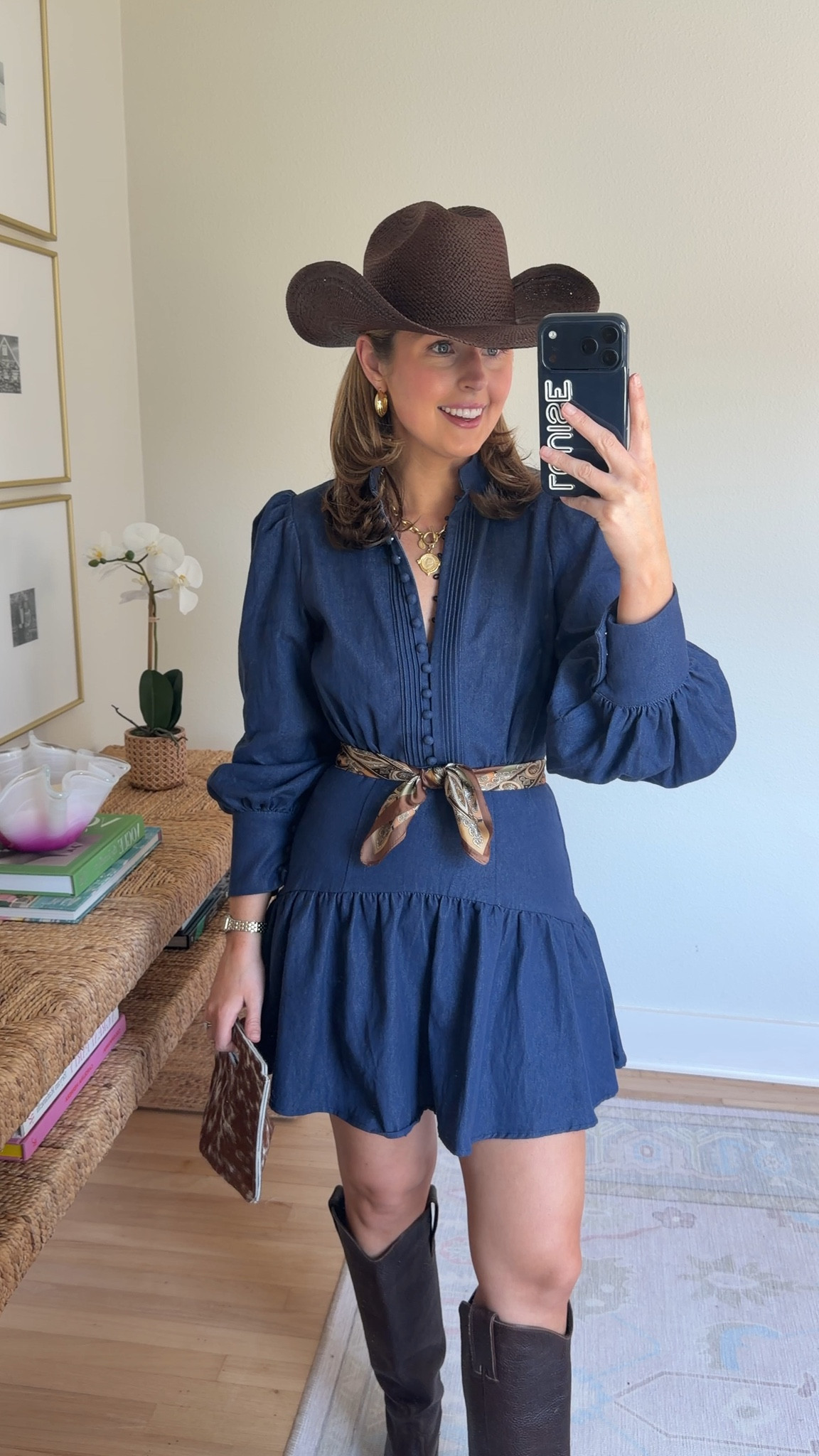 Western chic outfit idea! Wearing a S in dress 