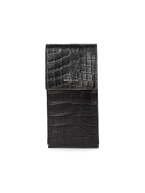 Croc-Embossed Leather Phone Holder | Saks Fifth Avenue