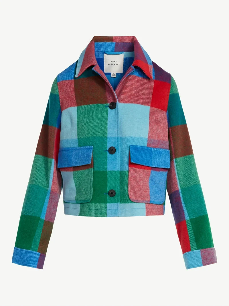 Free Assembly Women's Plaid Cropped Chore Jacket, Sizes XS-XXL | Walmart (US)