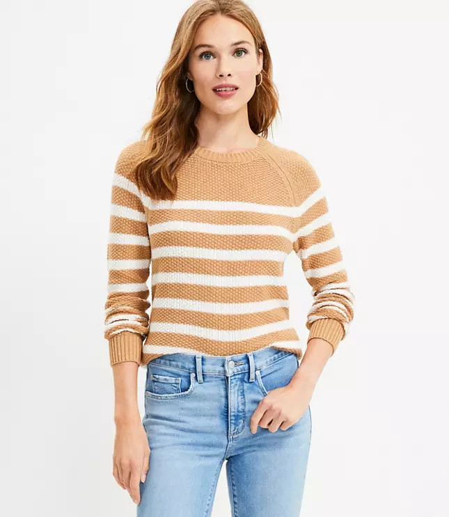 Striped Stitchy Sweater | LOFT