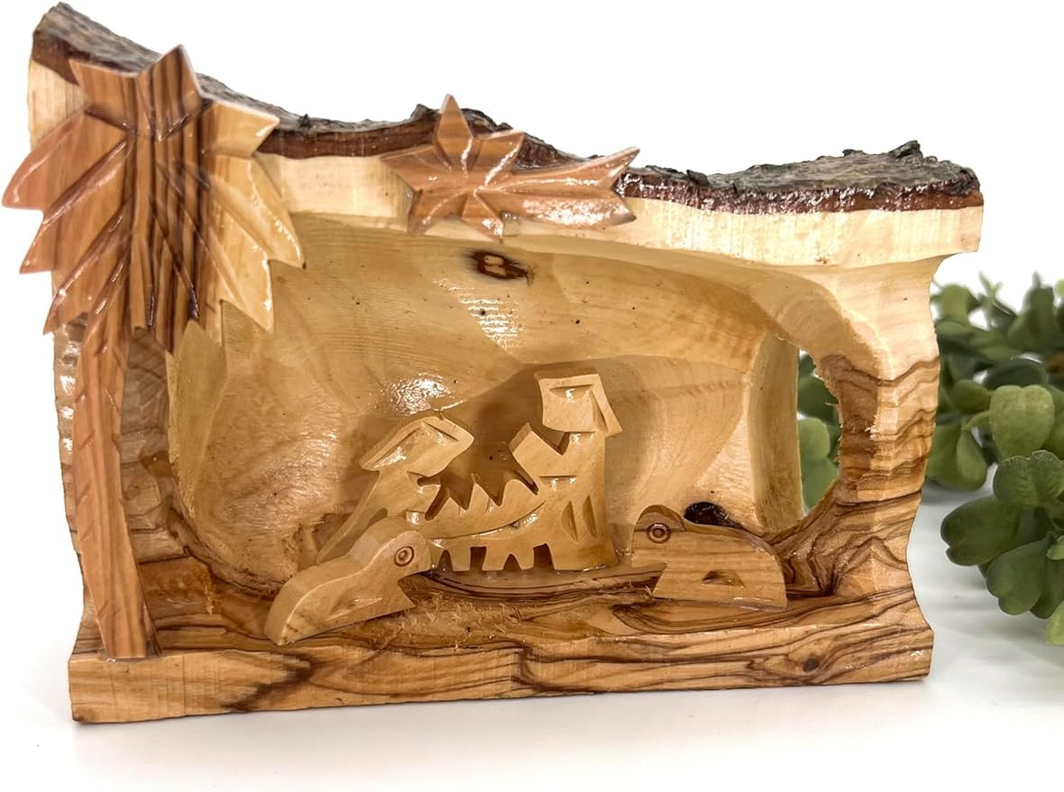 Rustic Nativity Scene, Olive Wood Hand Carved Nativity, Nativity Sets for Christmas Indoor Wood, ... | Amazon (US)