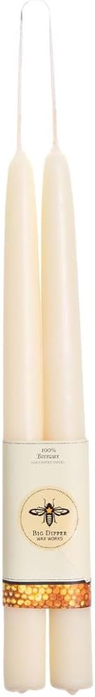 Big Dipper Wax Works Ivory White Candles, Hand Dipped Beeswax Taper Candles, 12-Hour Long Burn, P... | Amazon (US)