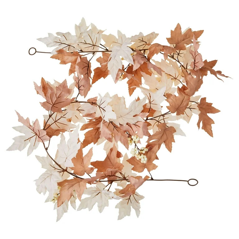 Maple & Oak Leaf Garland Decor, Cream & Tan, 6', Harvest by Way To Celebrate - Walmart.com | Walmart (US)