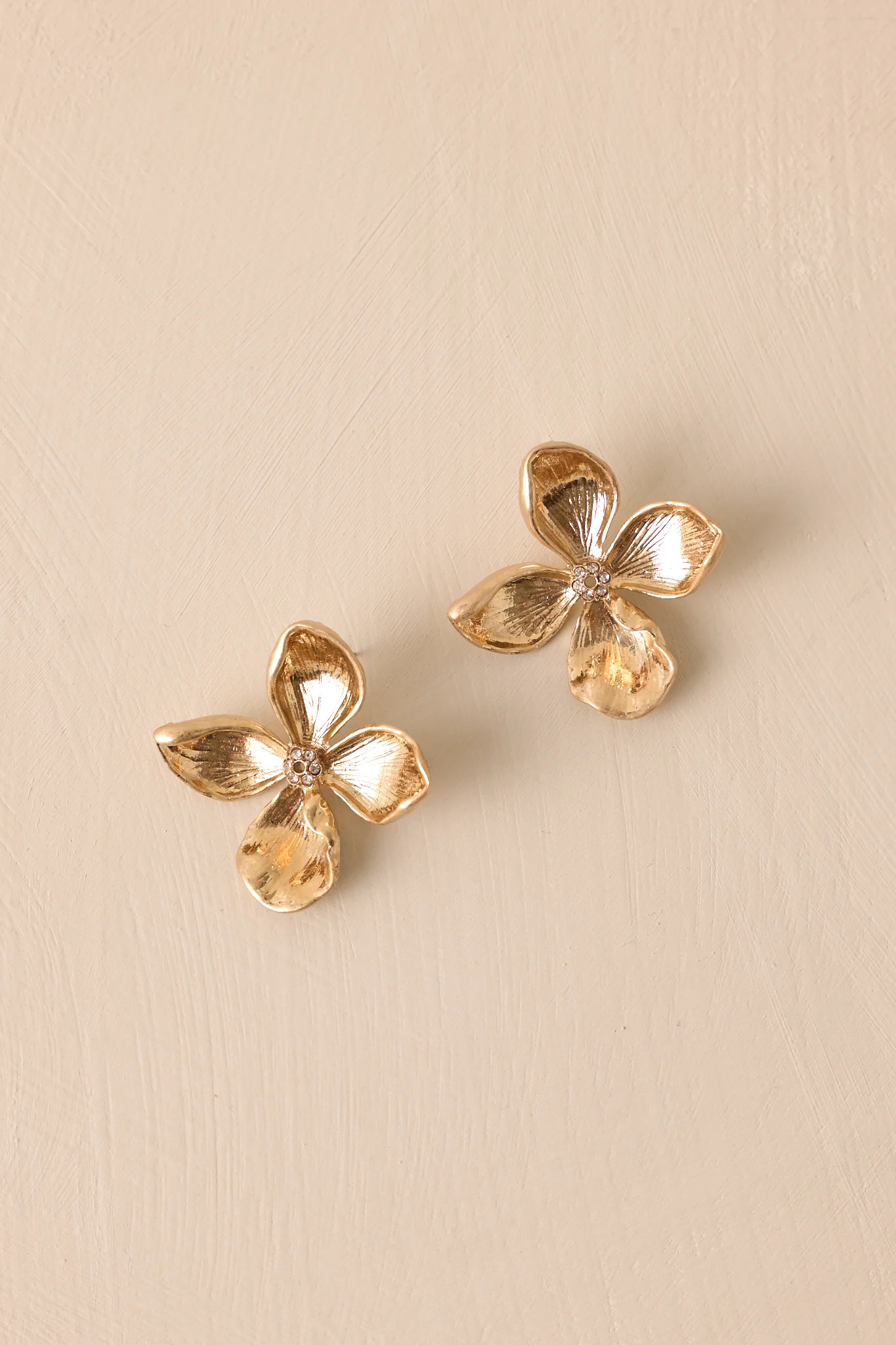 Lilac Wine Gold Flower Earrings | Red Dress