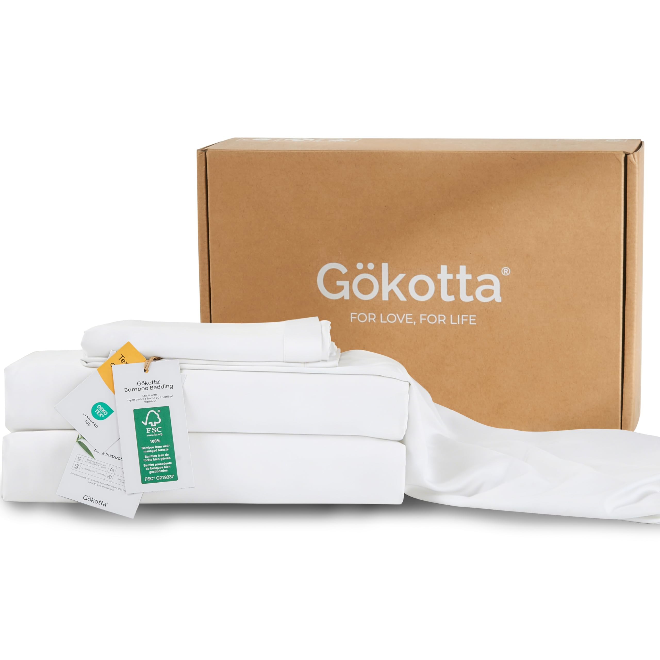 GOKOTTA King Size Sheets Set - FSC & Oeko-TEX Certified - 100% Rayon Derived from Bamboo - 430 Th... | Amazon (US)