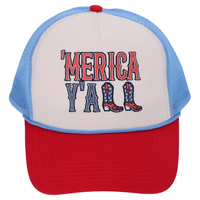 Way To Celebrate Patriotic Trucker Hat for Adults - 'Merica Y'all, Red/White/Blue | Walmart (US)