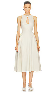 LPA Seina Midi Dress in Natural Linen from Revolve.com | Revolve Clothing (Global)