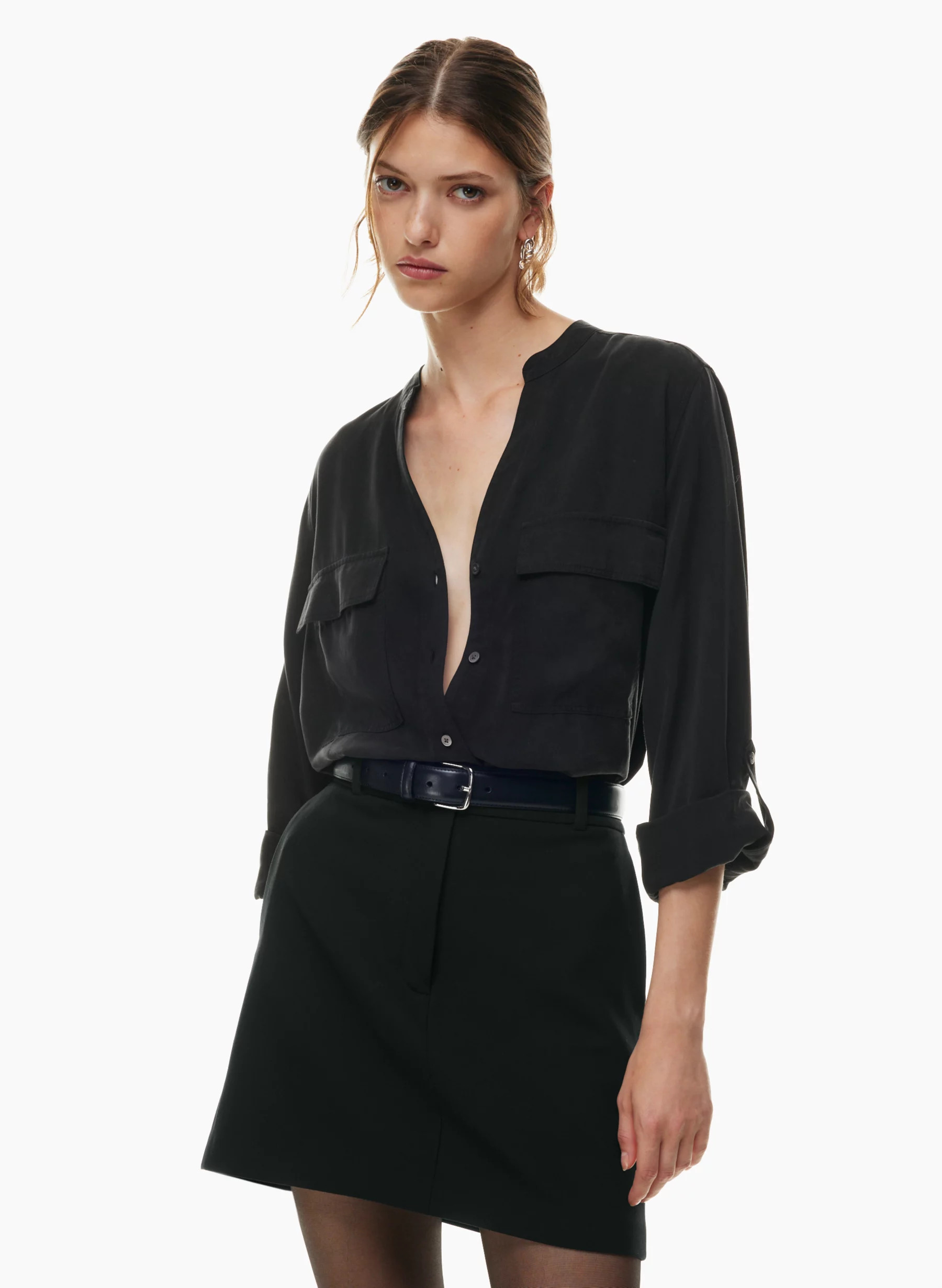 UTILITY COLLARLESS SHIRT | Aritzia