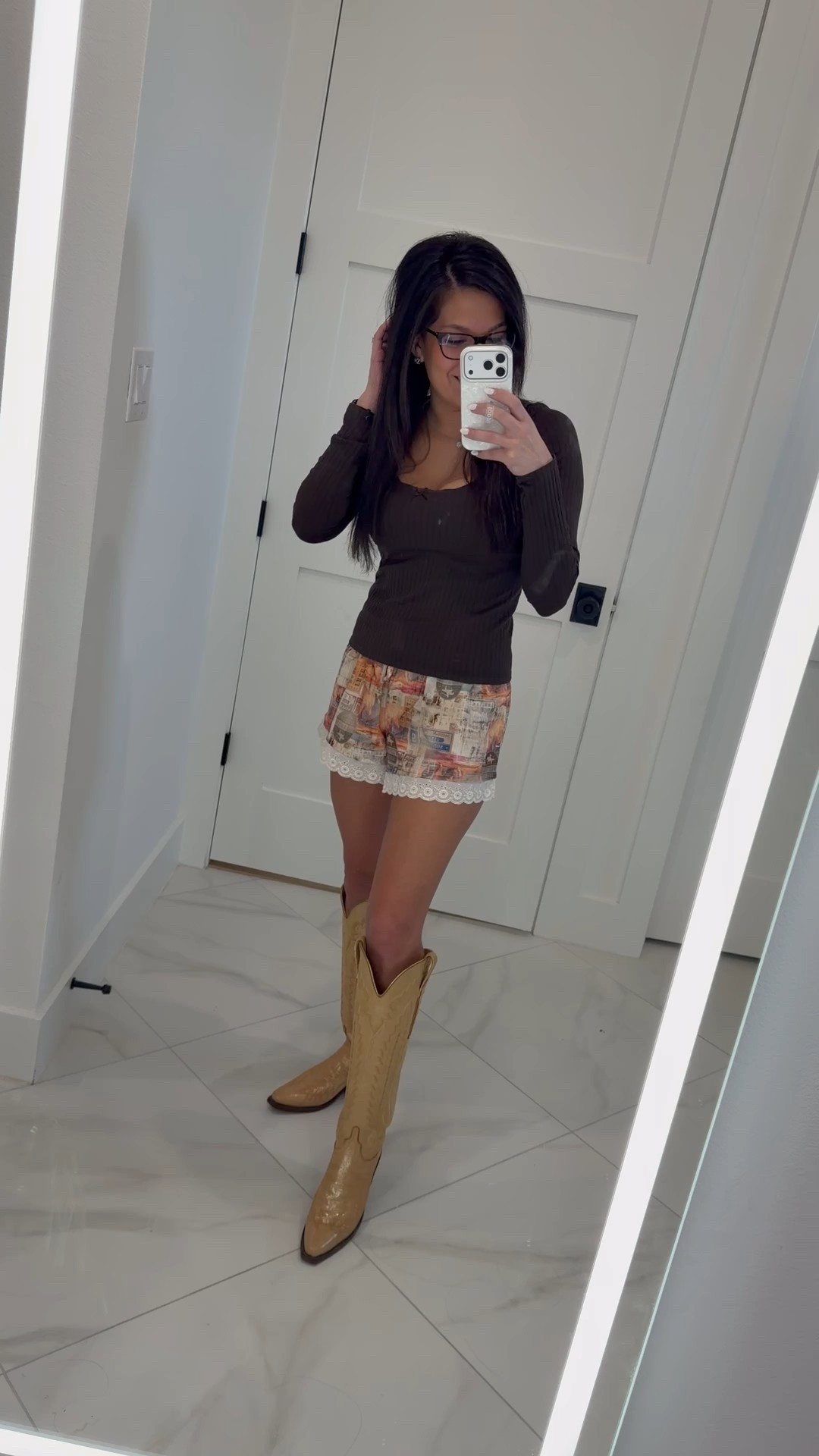 The cutest western summer outfit 🤎✨

Styled the Target Rodeo Lace shorts with a fitted brown top and my Lucchese Priscilla boots for the perfect mix of feminine and bold. The lace detail keeps it soft and flirty, while the rich brown top ties everything together for that effortless cowgirl vibe.

#LTKstyle #LTKfinds #TargetStyle #WesternChic #CowgirlStyle #LuccheseBoots #PriscillaBoots #ConcertOutfit #RodeoStyle #SummerOutfit #CountryChic #WomensFashion

#LTKPetite #LTKgrwm #LTKootd