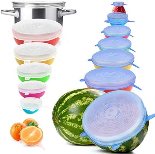 YXYL 14 PCS Reusable Silicone Stretch and Seal Lids for Food Storage, Flexible Round Silicone Bow... | Amazon (US)