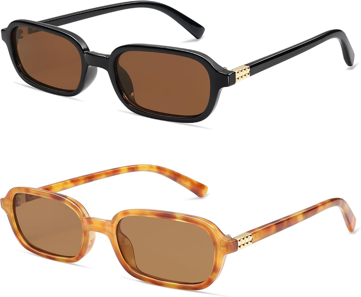 Retro Rectangular Sunglasses for Women Vintage Fashion Trendy Funny Small 90s Square Sunnies 2025... | Amazon (US)