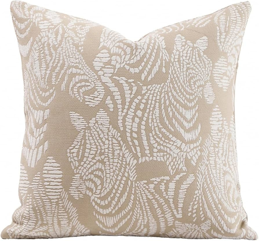Premium Throw Pillow Covers 20x20 Inches - Oatmeal Zebra Chenille Jacquard Embroidery Decorative ... | Amazon (US)
