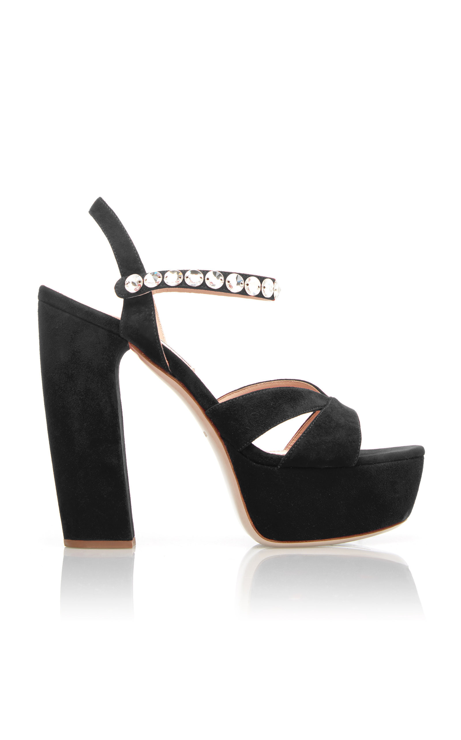 Miu Miu Jeweled Strap Suede Platform Sandal  - Moda Operandi | Moda Operandi (Global)